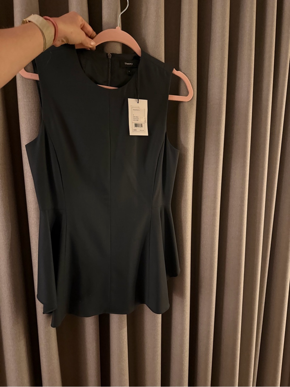 Theory Dark Slate Sleeveless Peplum Top